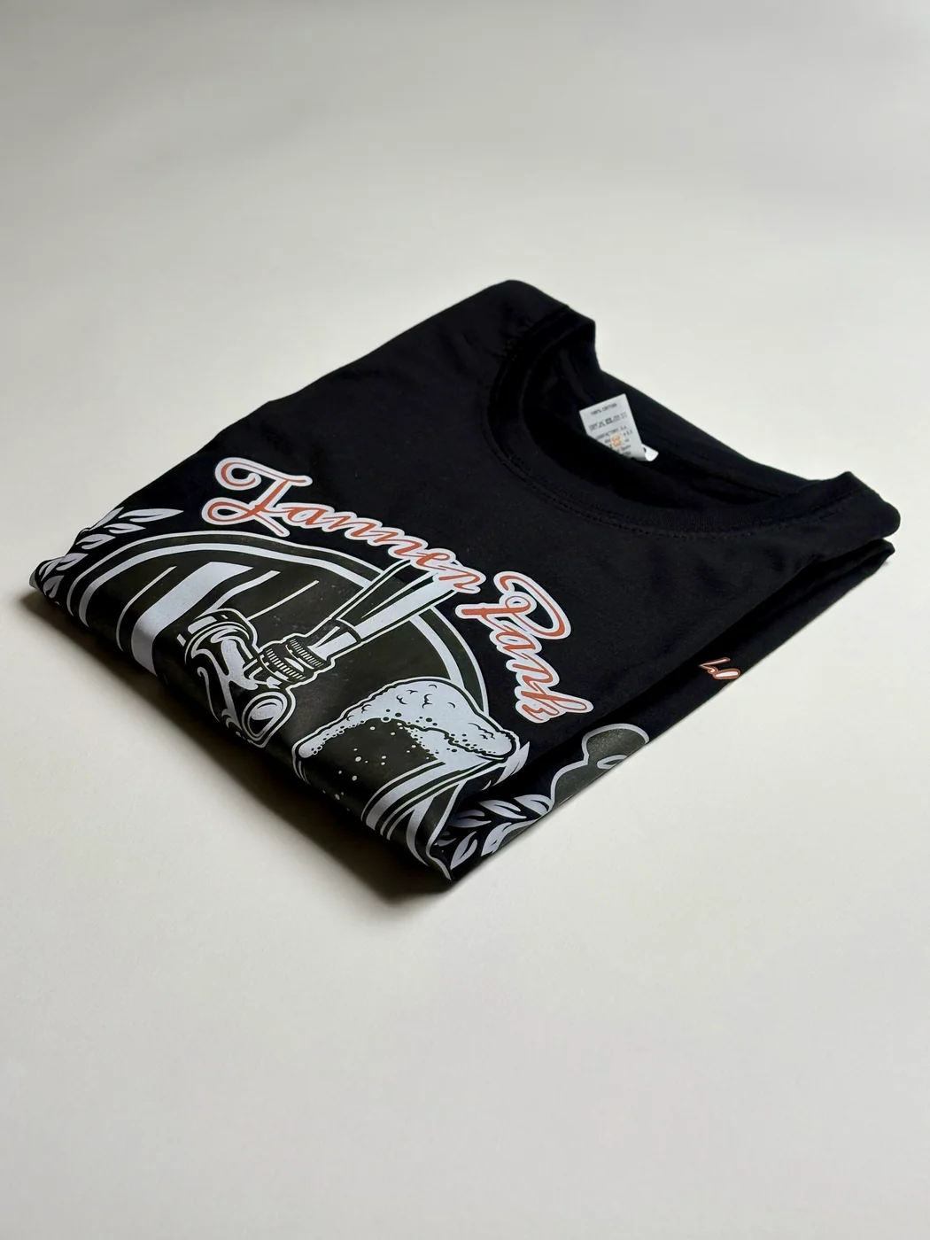 Heat press applying a DTF transfer to a custom t-shirt